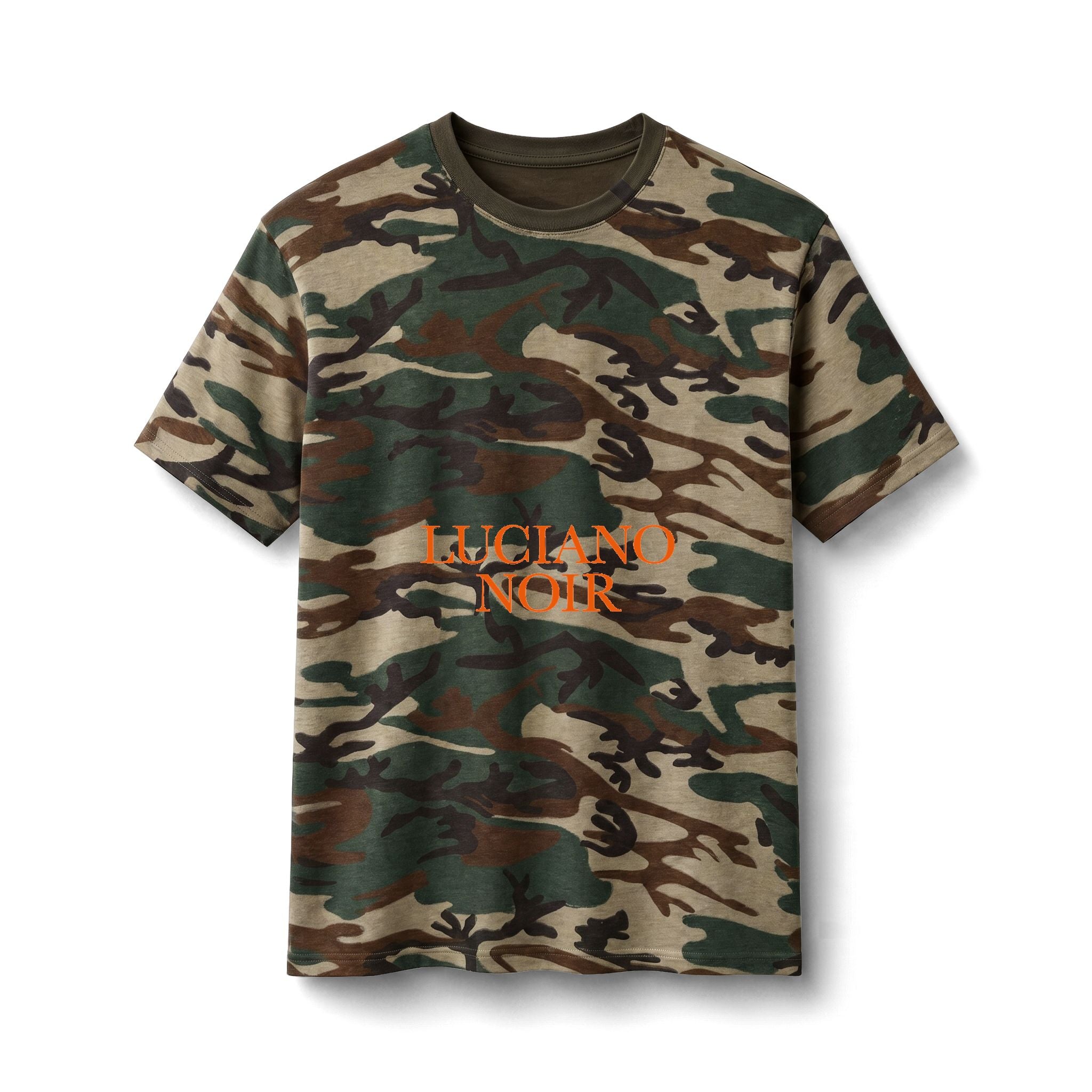 LUCIANO NOIR — Camo & Orange Signature Tee